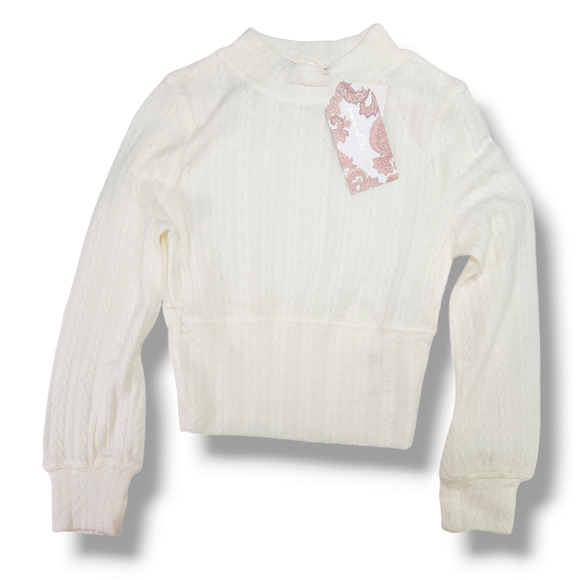 NWT B.O.G. Band of the Free Raquel Cropped Knit Sweater Top Sz. S [4-6] Ivory - Picture 5 of 10